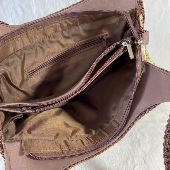 Macrame crochet style 2 handle strap shoulder purse BoHo Chic - Picture 7 of 10